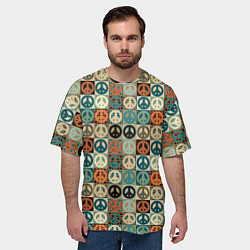 Футболка оверсайз мужская Peace symbol pattern, цвет: 3D-принт — фото 2