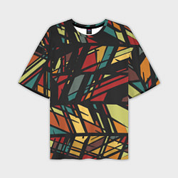 Мужская футболка оверсайз Абстракция в разноцветных линиях