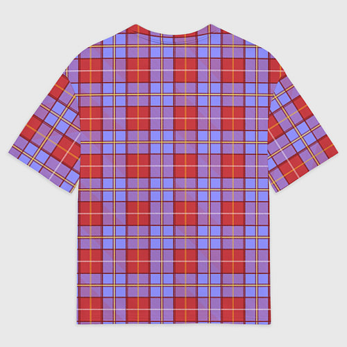 Мужская футболка оверсайз Ткань Шотландка красно-синяя / 3D-принт – фото 2