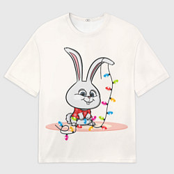 Мужская футболка оверсайз Снежок с гирляндой