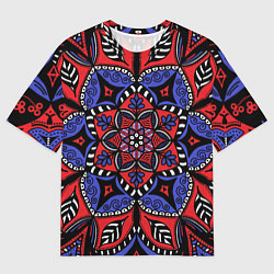 Мужская футболка оверсайз Мандала в цветах триколора