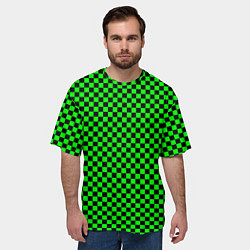 Футболка оверсайз мужская Зелёная шахматка - паттерн, цвет: 3D-принт — фото 2