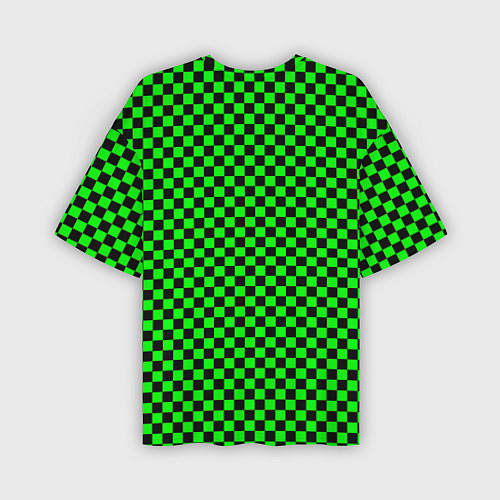 Мужская футболка оверсайз Зелёная шахматка - паттерн / 3D-принт – фото 2