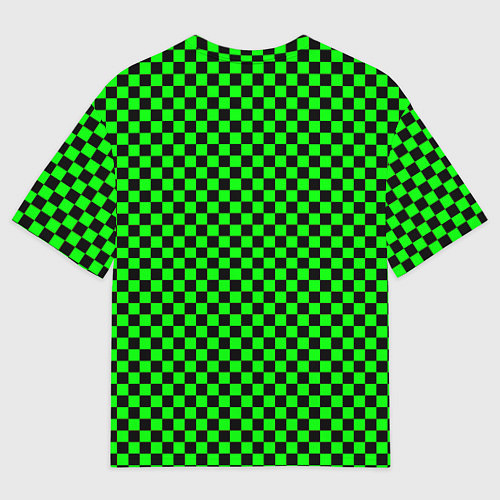 Мужская футболка оверсайз Зелёная шахматка - паттерн / 3D-принт – фото 2
