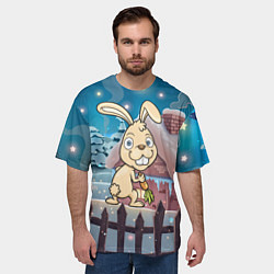 Футболка оверсайз мужская Кролик с морковкой - символ 2023, цвет: 3D-принт — фото 2