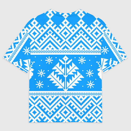 Мужская футболка оверсайз Котик в новогодней шапочке / 3D-принт – фото 2