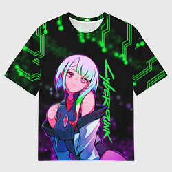 Футболка оверсайз мужская Люси из киберпанка - в неоне, цвет: 3D-принт