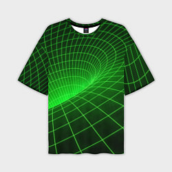 Футболка оверсайз мужская Зелёная неоновая чёрная дыра, цвет: 3D-принт