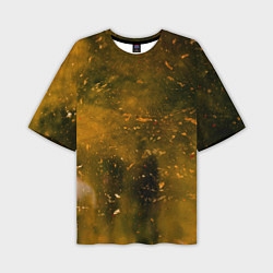Мужская футболка оверсайз Чёрный туман и золотые краски