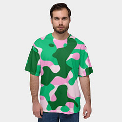 Футболка оверсайз мужская Абстрактные зелёно-розовые пятна, цвет: 3D-принт — фото 2