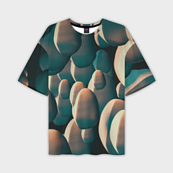 Мужская футболка оверсайз Множество абстрактных летающих камней