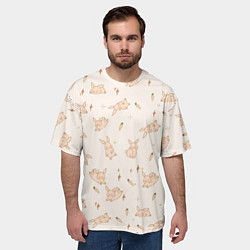 Футболка оверсайз мужская Милый кролик паттерн, цвет: 3D-принт — фото 2