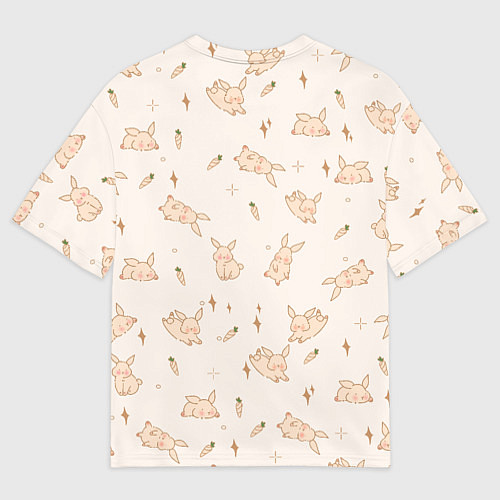 Мужская футболка оверсайз Милый кролик паттерн / 3D-принт – фото 2