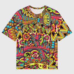 Мужская футболка оверсайз Этно кот