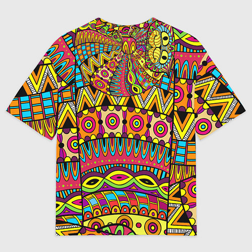 Мужская футболка оверсайз Этно кот / 3D-принт – фото 2