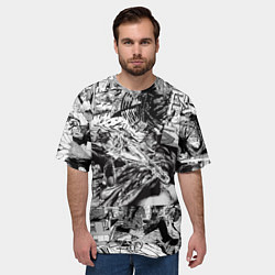 Футболка оверсайз мужская Человек бензопила манга страницы, цвет: 3D-принт — фото 2