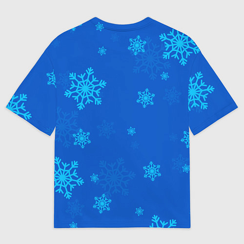 Мужская футболка оверсайз Снежинки - синий / 3D-принт – фото 2