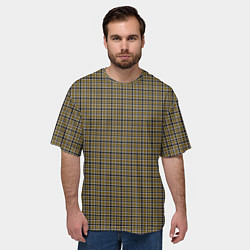 Футболка оверсайз мужская Горчичный с серым клетчатый узор, цвет: 3D-принт — фото 2