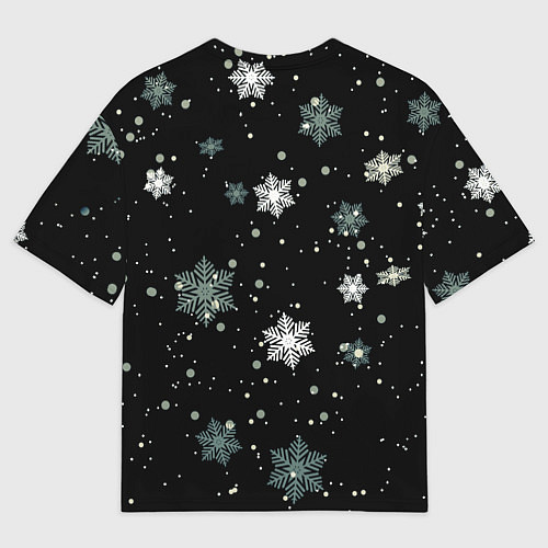 Мужская футболка оверсайз Дед Мороз и снежинки / 3D-принт – фото 2