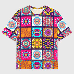 Мужская футболка оверсайз Пэчворк - мандалы