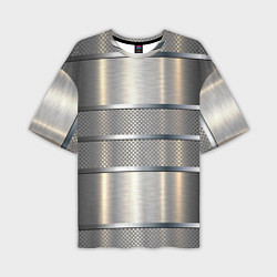 Мужская футболка оверсайз Металлические полосы - текстура алюминия