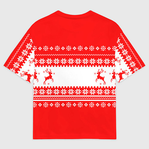 Мужская футболка оверсайз Котик новогодний - Свитер с оленями / 3D-принт – фото 2