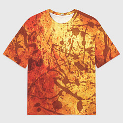 Мужская футболка оверсайз Текстура - Orange in dark splashes