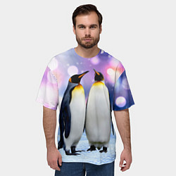 Футболка оверсайз мужская Пингвины на снегу, цвет: 3D-принт — фото 2