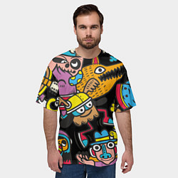 Футболка оверсайз мужская Серый волчок и монстры, цвет: 3D-принт — фото 2