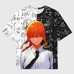 Мужская футболка оверсайз Макима в костюме - Человек бензопила