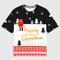 Мужская футболка оверсайз Merry christmas - Санта Клаус