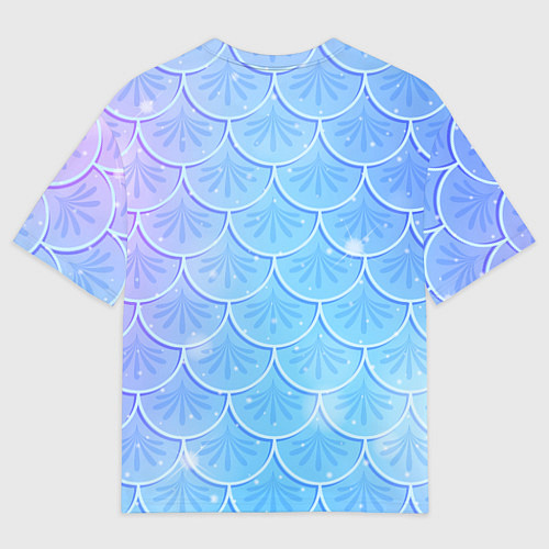 Мужская футболка оверсайз Голубая чешуя русалки - паттерн / 3D-принт – фото 2