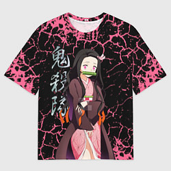 Мужская футболка оверсайз Незуко Камадо - сестра Танджиро