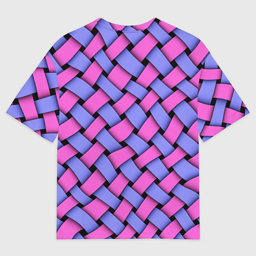 Мужская футболка оверсайз Фиолетово-сиреневая плетёнка - оптическая иллюзия / 3D-принт – фото 2