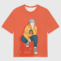 Футболка оверсайз мужская Ланга на ступеньках, цвет: 3D-принт