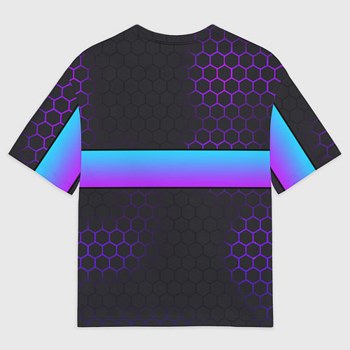 Мужская футболка оверсайз Лёня всегда прав - неоновые соты / 3D-принт – фото 2