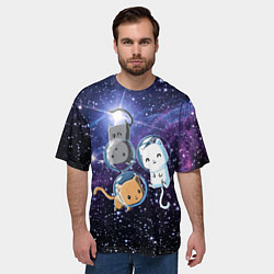Футболка оверсайз мужская Три котика в открытом космосе, цвет: 3D-принт — фото 2