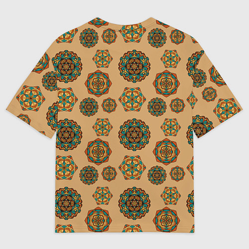 Мужская футболка оверсайз Мандалы на бежевом фоне / 3D-принт – фото 2