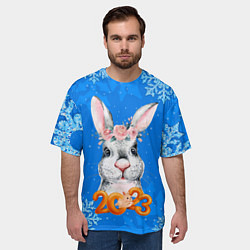 Футболка оверсайз мужская Символ 2023 года - кролик, цвет: 3D-принт — фото 2