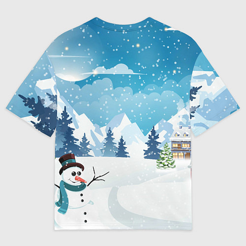 Мужская футболка оверсайз Новогодний зайка символ года 2023 / 3D-принт – фото 2