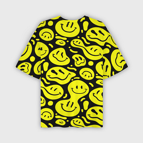 Мужская футболка оверсайз Кислотный желтый смайлик / 3D-принт – фото 2