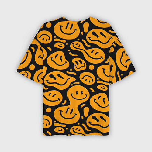 Мужская футболка оверсайз Растекающийся оранжевый смайл / 3D-принт – фото 2