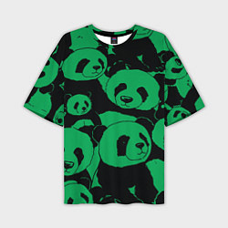 Мужская футболка оверсайз Panda green pattern