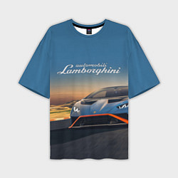 Мужская футболка оверсайз Lamborghini Huracan STO - car racing