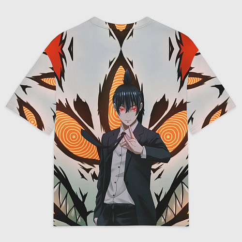 Мужская футболка оверсайз Демон лис и Аки / 3D-принт – фото 2