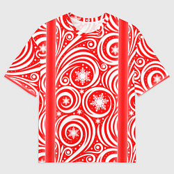 Футболка оверсайз мужская Новогодний зимний узор, цвет: 3D-принт