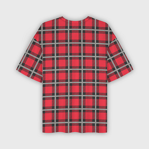 Мужская футболка оверсайз Красная шотландская клетка / 3D-принт – фото 2