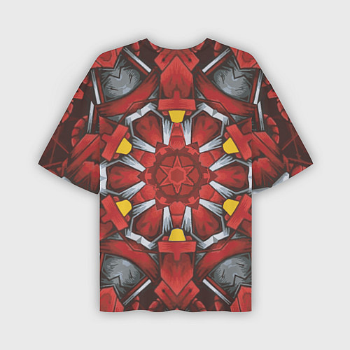 Мужская футболка оверсайз Калейдоскоп из красных узоров / 3D-принт – фото 2