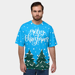 Футболка оверсайз мужская Merry christmas - Ёлочки, цвет: 3D-принт — фото 2