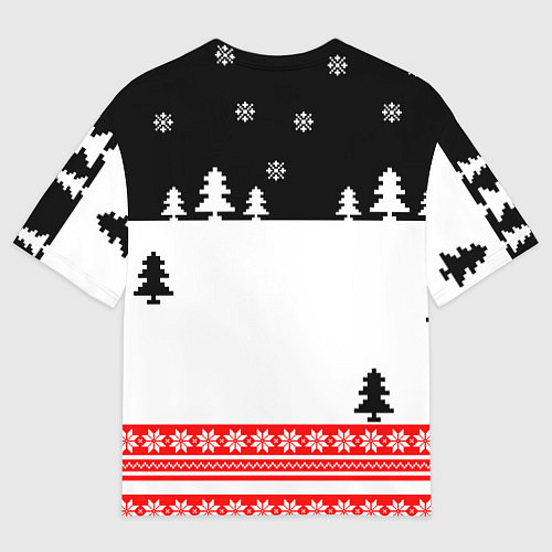 Мужская футболка оверсайз Новогодний свитер с котиком / 3D-принт – фото 2